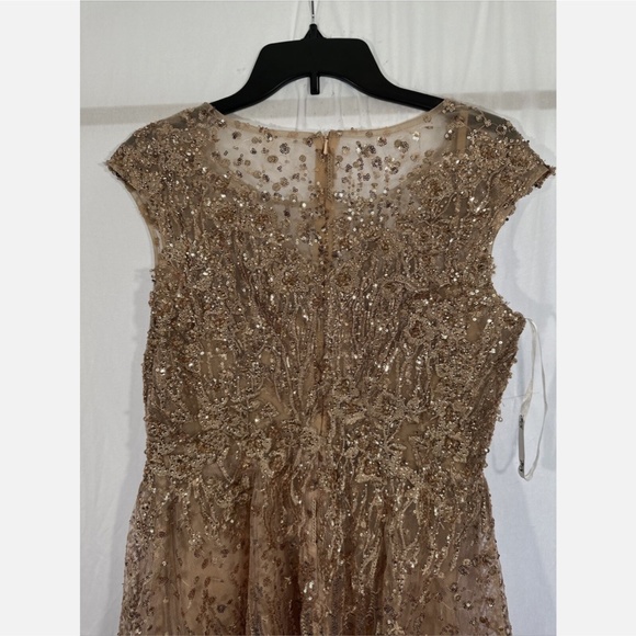 NWT $698 Mac Duggal [ 8 ] Sequined Cap Sleeve Fit and Flare Dress Bronze MIDI‎ - Picture 14 of 16